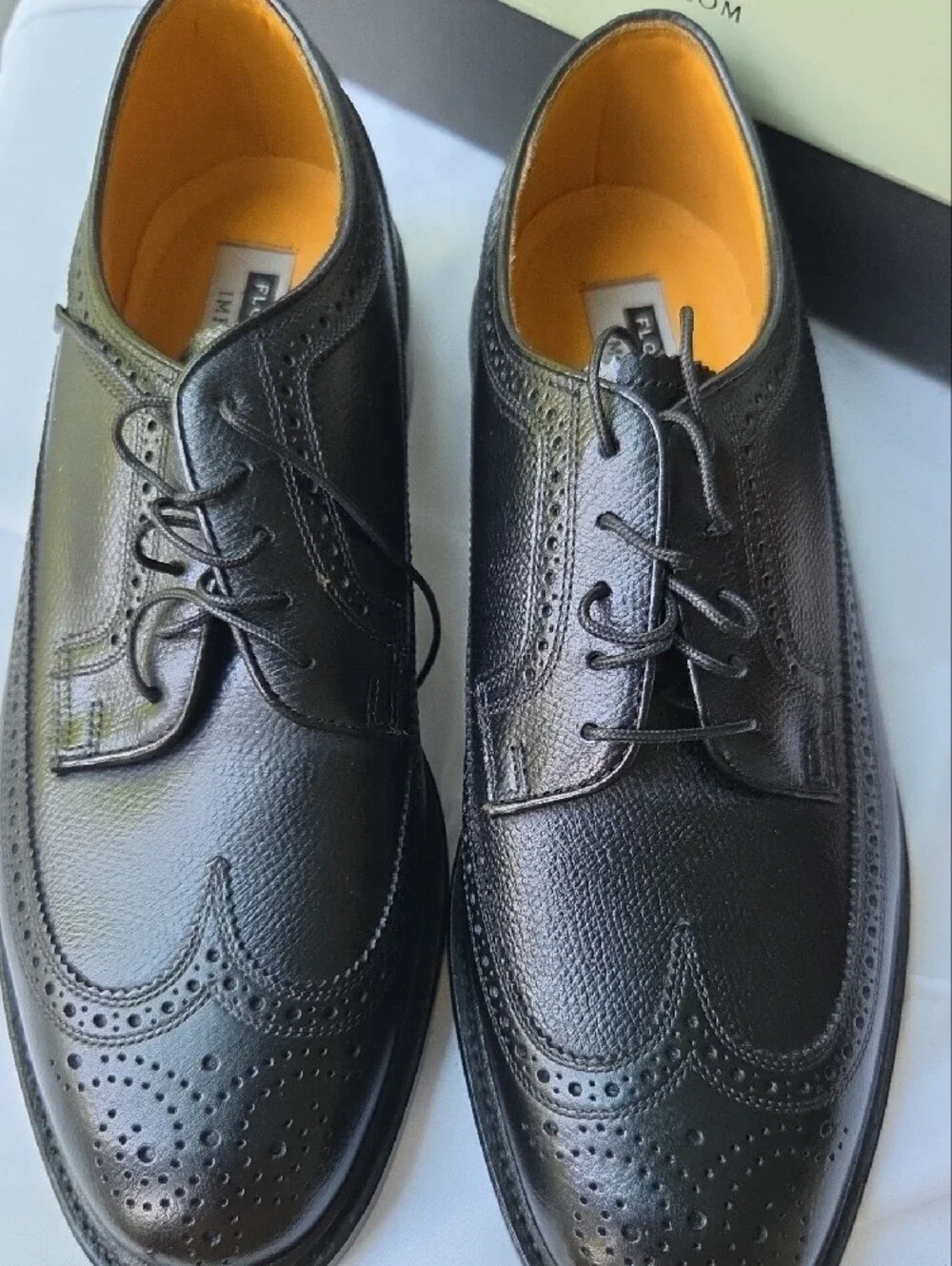 Florsheim Imperial Black Leather Wingtip Kenmore Never Worn